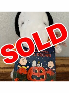 Snoopy Plush with Book - Black and White